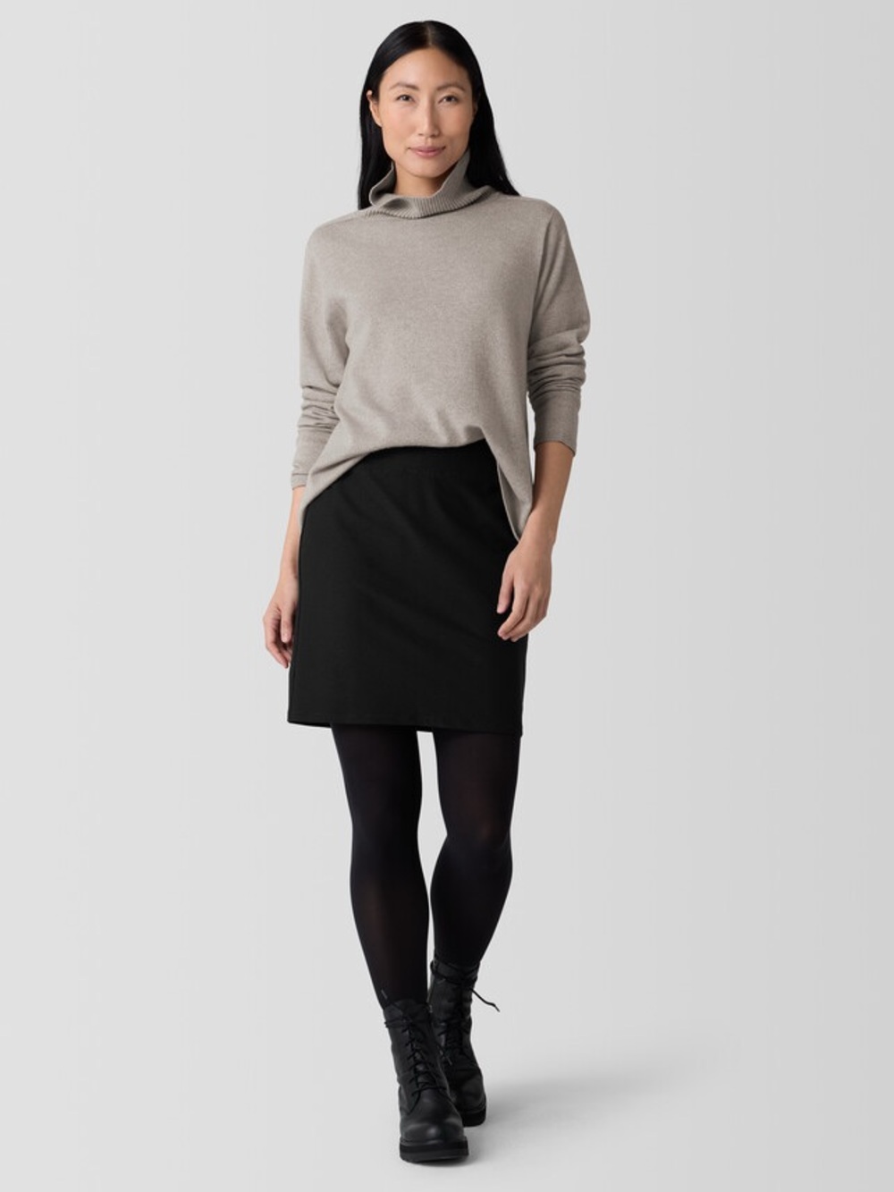 Eileen Fisher Black Stretch Crepe Skirt, Size M
